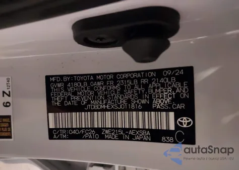 2025 Toyota Corolla Hybrid Se from USA, damaged, VIN JTDBDMHEXSJ011816